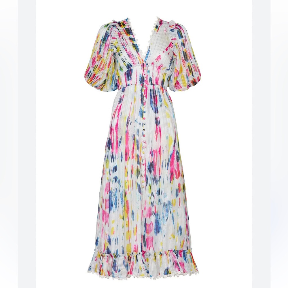 HEMANT & NANDITA Colorful Brushstroke Midi Dress